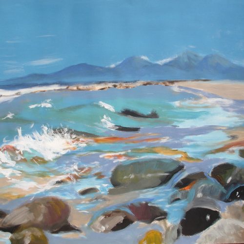 Steine am Meer / Rochers au bord de l'eau | 56 x 42 | Acryl auf Papier / Acrylique sur papier