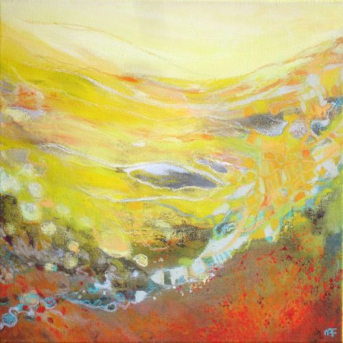 Gelbe Landschaft / Paysage jaune | 40 x 40 | Mischtechnik auf Leinwand / Technique mixte sur toile